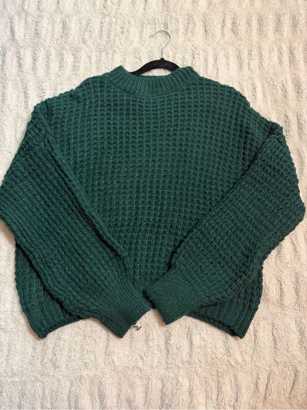 SO Deep Teal Waffle-Knit Crewneck Sweater